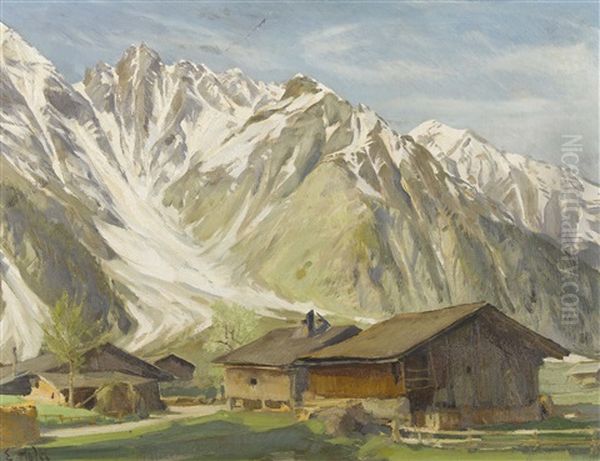 Berglandschaft Mit Bauerndorf Oil Painting by Ernst Hodel the Younger