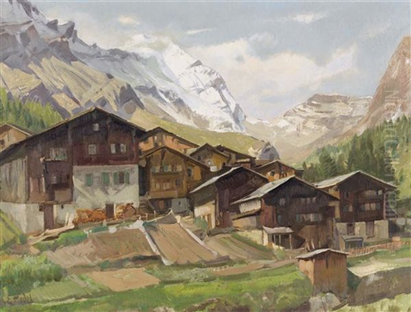 Lotschental Mit Kippel Oil Painting by Ernst Hodel the Younger