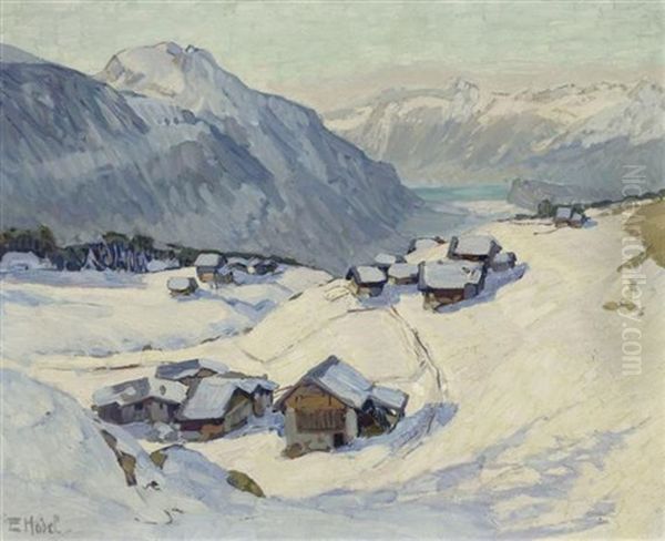 Hasliberg Blick Ins Tal Oil Painting by Ernst Hodel the Younger