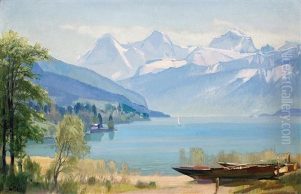 Lac De Montagne Oil Painting by Ernst Hodel the Younger