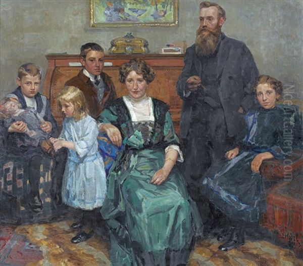 Familienportrat Oil Painting by Ernst Hodel the Younger