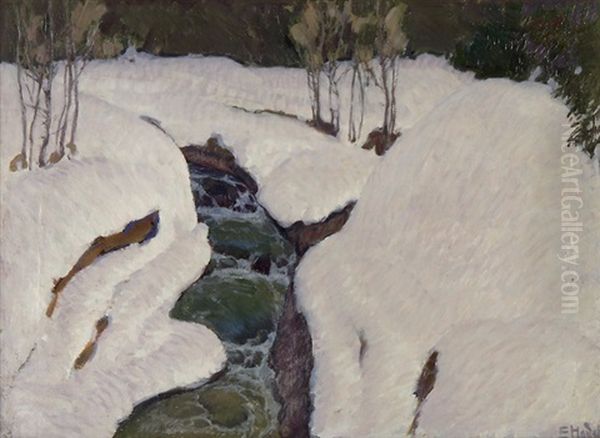 Landschaft Im Berner Oberland Oil Painting by Ernst Hodel the Younger