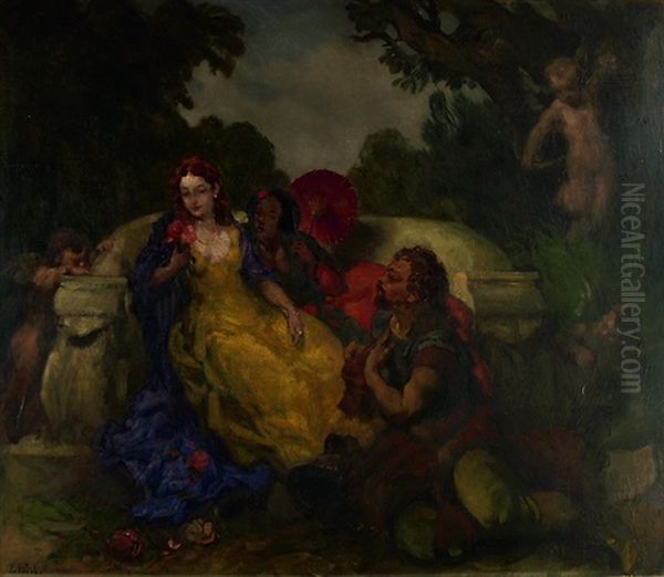 Werbung Paris Vor Helena Oil Painting by Ernst Hodel the Younger