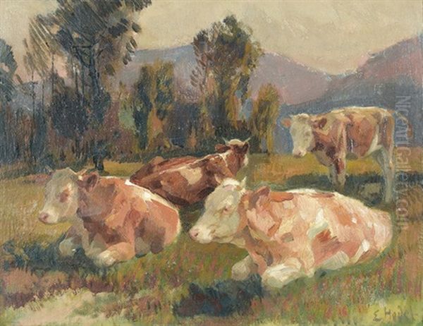 Kleine Weide Oil Painting by Ernst Hodel the Younger