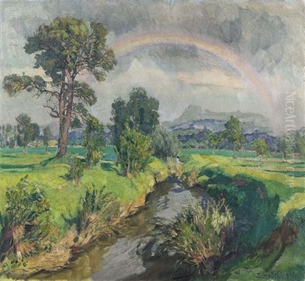 Landschaft Bei Waldibrucke Im Seetal Oil Painting by Ernst Hodel the Younger