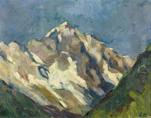 Oberalpstock Von Suden Oil Painting by Ernst Hodel the Younger