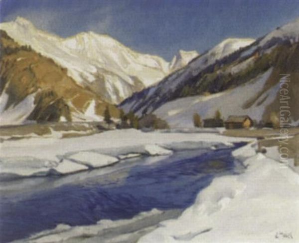 Bergbach Im Fruhling Oil Painting by Ernst Hodel the Younger