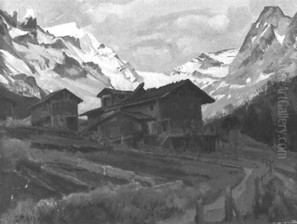 Alpental Mit Gehoft Und Gemusebeeten Oil Painting by Ernst Hodel the Younger