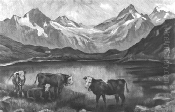 Bachalpsee Oil Painting by Ernst Hodel the Younger