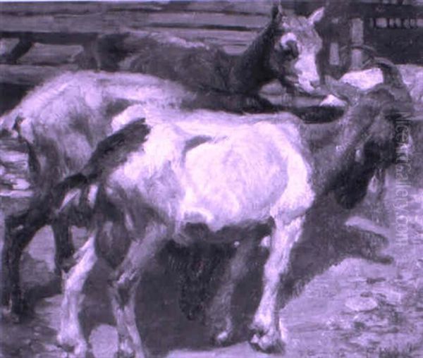 Ziegen Oil Painting by Ernst Hodel the Younger
