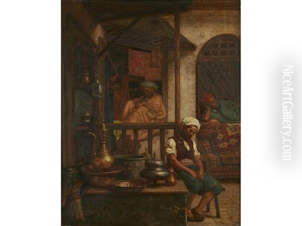 An Afternoon In The Bazaar Oil Painting by John Evan Hodgson