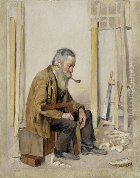 Der Sinnende Schreiner Oil Painting by Ferdinand Hodler