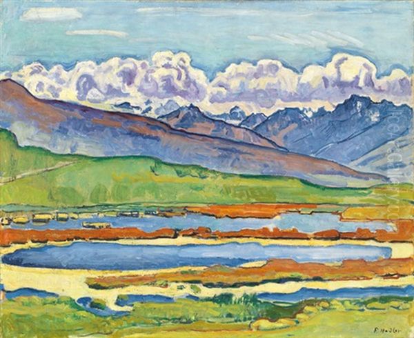 Les Etangs Longs Bei Montana (vue De Montana Vers Le Val D'herens Et Le Val D'heremence) Oil Painting by Ferdinand Hodler