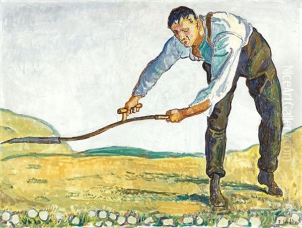 Der Maher (the Mower) Oil Painting by Ferdinand Hodler
