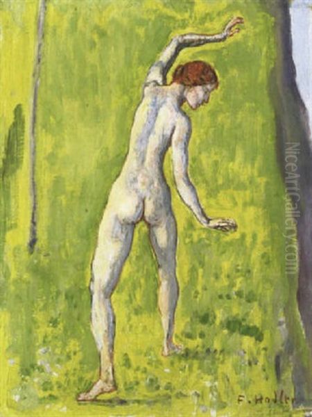 Femme Nue De Dos - La Folie De L'abime - Der Abgrund Oil Painting by Ferdinand Hodler