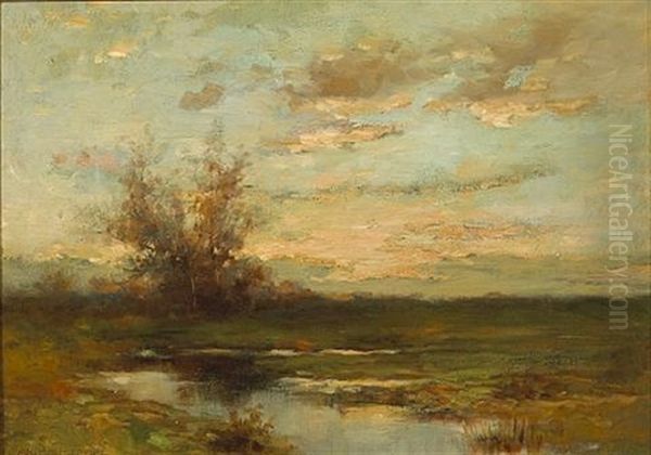 Tranquil Marshland Oil Painting by Arthur Hoeber