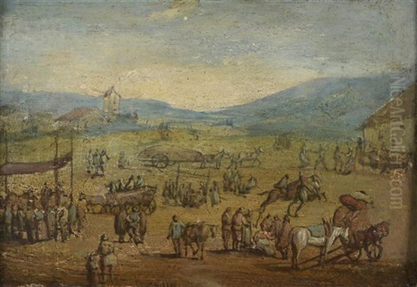 Scenes Of Encampments Oil Painting by Kasper or Gaspar van den Hoecke