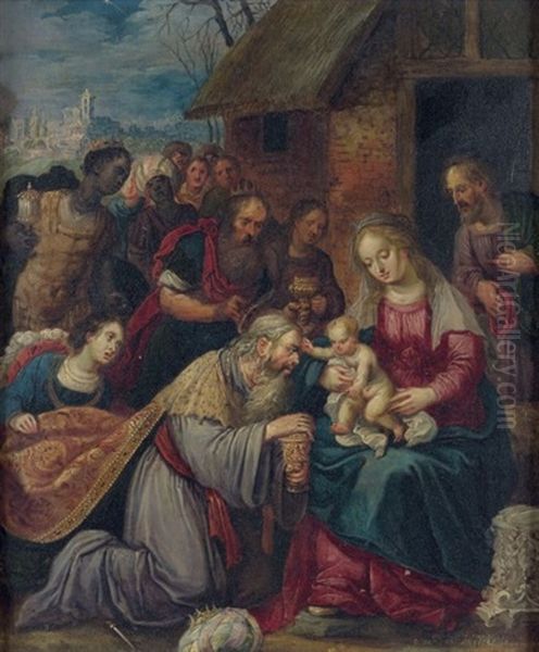 L'adoration Des Mages Oil Painting by Kasper or Gaspar van den Hoecke