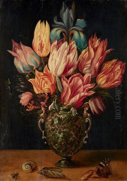 Tulipes Et Iris Dans Un Vase De Jaspe Oil Painting by Kasper or Gaspar van den Hoecke