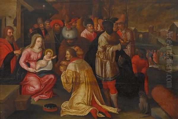 Anbetung Der Konige Oil Painting by Kasper or Gaspar van den Hoecke