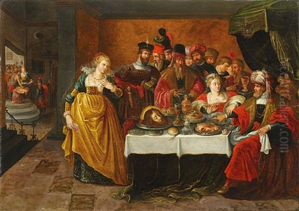 Salome Und Die Enthauptung Von Johannes Dem Taufer Oil Painting by Kasper or Gaspar van den Hoecke