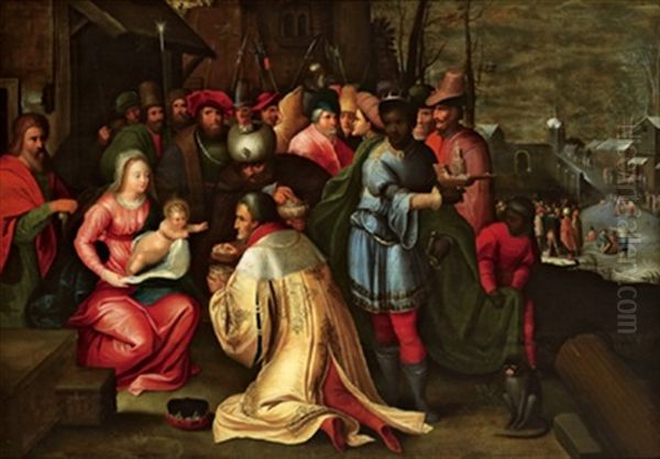 Die Anbetung Der Konige Oil Painting by Kasper or Gaspar van den Hoecke