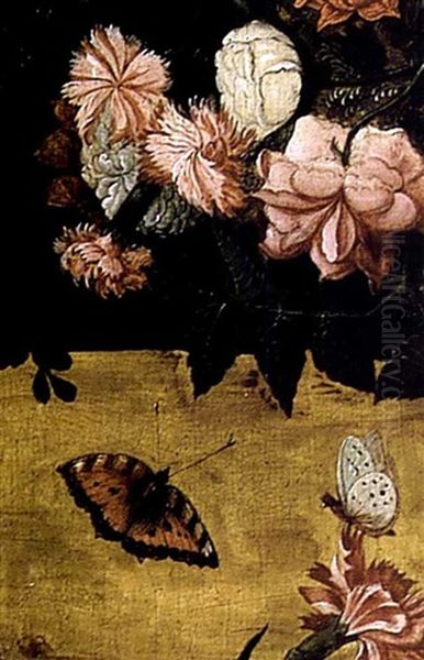 Vase De Fleurs Sur Un Entablement Oil Painting by Kasper or Gaspar van den Hoecke