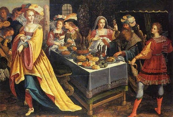 Le Festin D'herode Oil Painting by Kasper or Gaspar van den Hoecke
