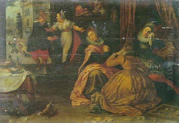 La Parabole Du Fils Prodigue Oil Painting by Kasper or Gaspar van den Hoecke