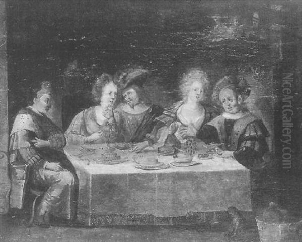 Buffet Servi Oil Painting by Kasper or Gaspar van den Hoecke