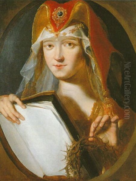 The Penitent Magdalen With A Crown Of Thorns Oil Painting by Kasper or Gaspar van den Hoecke