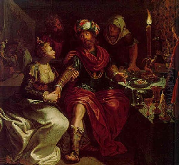 Judith And Holofernes Oil Painting by Kasper or Gaspar van den Hoecke