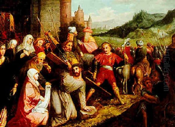 The Road To Calvary Oil Painting by Kasper or Gaspar van den Hoecke