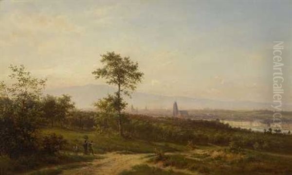 Blick Auf Frankfurt Vom Muhlberg Oil Painting by Johann Adolf Hoeffler