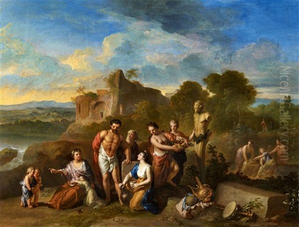 Landschaft Mit Mythologischer Szene Oil Painting by Gerard Hoet