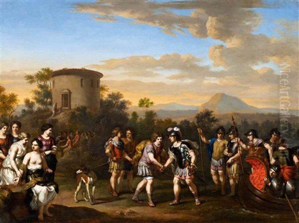 Aeneas' Arrival In Latium Oil Painting by Gerard Hoet