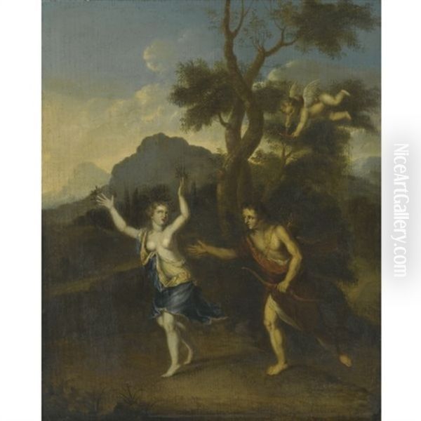 Apollo And Daphne Oil Painting by Gerard Hoet