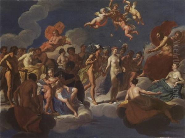 Hermes Prasentiert Herse Den Versammelten Olympiern Oil Painting by Gerard Hoet