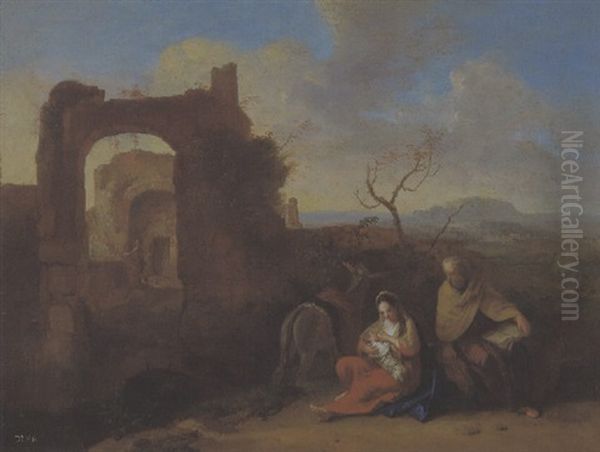 Ruhe Auf Der Flucht Nach Agypten Oil Painting by Gerard Hoet