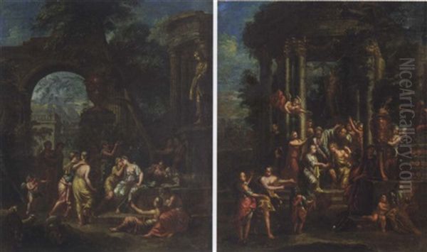 Mirtillo Kissing Amarillis Oil Painting by Gerard Hoet