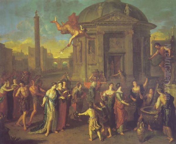 Mercury And Herse Oil Painting by Gerard Hoet