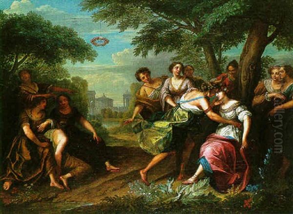 Mirtillo And Amarillis Oil Painting by Gerard Hoet