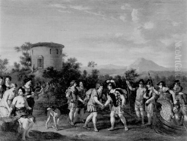 Telemachus And Minerva Disguised As Mentor Arriving On Calypso's Island Oil Painting by Gerard Hoet