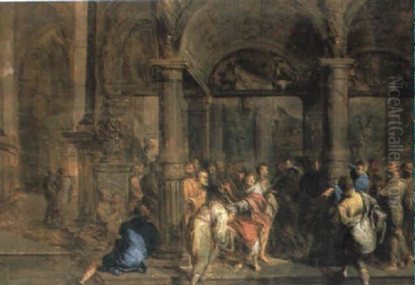 Christ Healing The Paralytic Oil Painting by Gerard Hoet