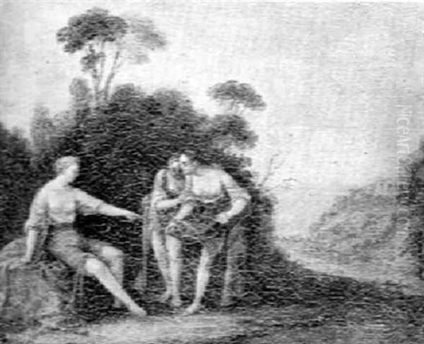 Diana And Two Nymphs In A Landscape Oil Painting by Gerard Hoet