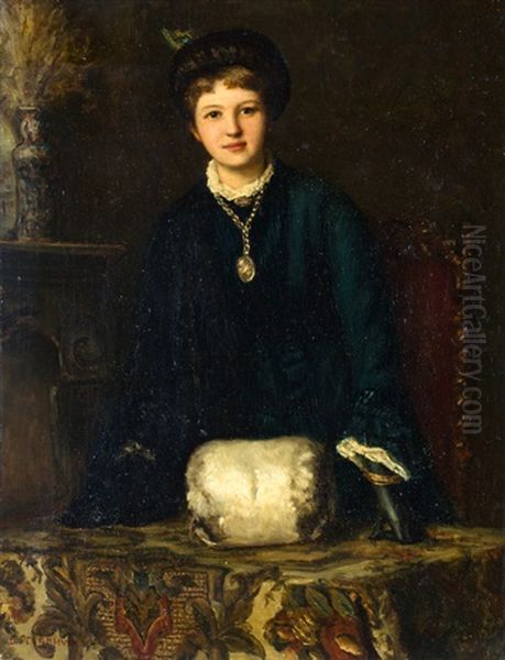 Elegante Jonge Vrouw Bij Een Schouw Oil Painting by Clemence Pruijs Van Der Hoeven