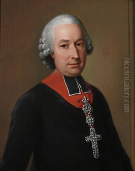 Portrat Friedrich Karl Von Erthal Kurfurst Von Mainz Oil Painting by Johann Wilhelm Hoffnas or Hofnaas