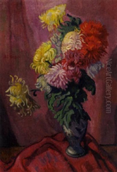 Blumenstillleben Oil Painting by Albert Hoeflinger