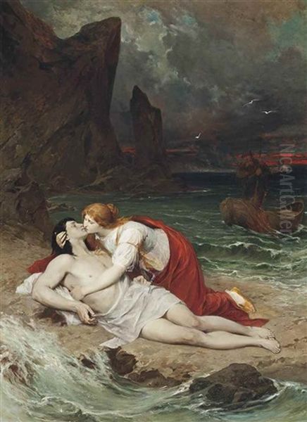 Hero And Leander Oil Painting by Ludwig (Hofmann-Zeitz) Hofmann