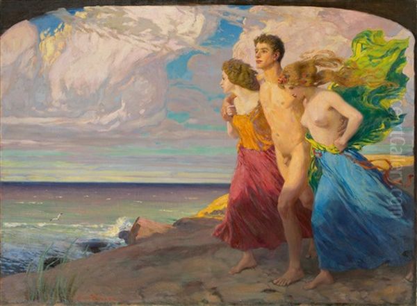 Spring Storm Oil Painting by Ludwig Von Hofmann